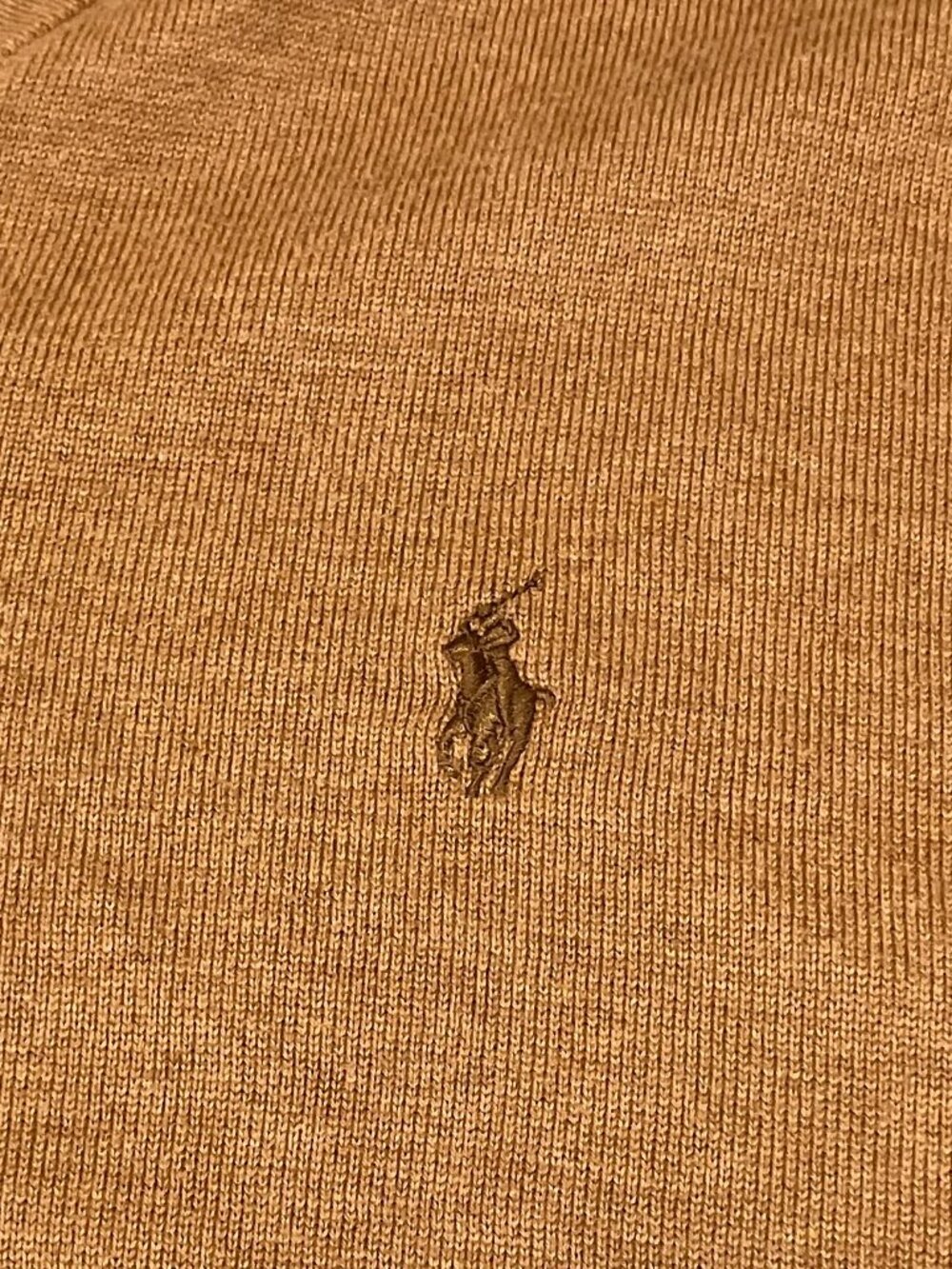 Polo Ralph Lauren Sweater Mens XL Tan Camel Pima Cotton V-Neck Tonal Pony - Picture 3 of 6